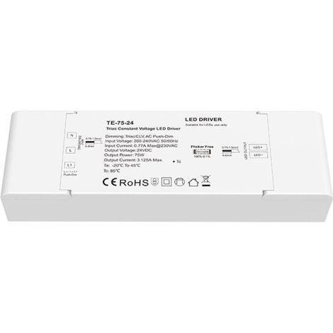 Transformateur LED 220V 24V 75W 3,125A TRIAC Dimmable / Push Dim - SILAMP