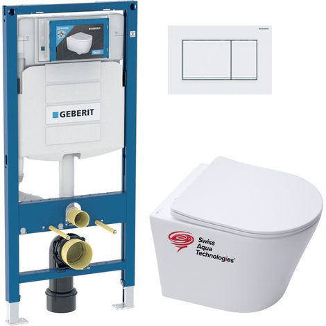 Pack bastidor Geberit UP320 + Inodoro SAT Infinitio  sin brida  + Asiento con cierre suave + Placa blanca (Geb SAT Infinitio-K)