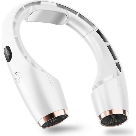 Ventilateur de cou suspendu à semi-conducteurs, climatiseur portable 4000 mAh, rotation à 360°, blanc, pour rafraîchissement extérieur (1/5)