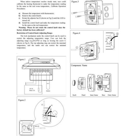Thermostat manuel pour chauffage au sol électrique avec sonde 220 V CA 16 A, commande mécanique du thermostat pour chauffage au sol (1/4)