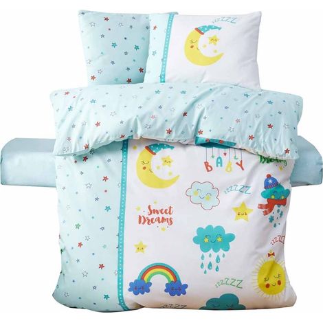 Copripiumino, copripiumino, biancheria da letto Set 100% Cotone Bianco Mint (1/2)