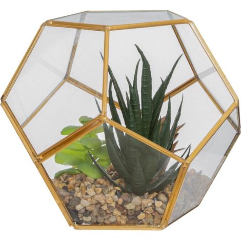 Plante Artificielle & Terrarium Déco "Julie" 17cm Or (1/3)