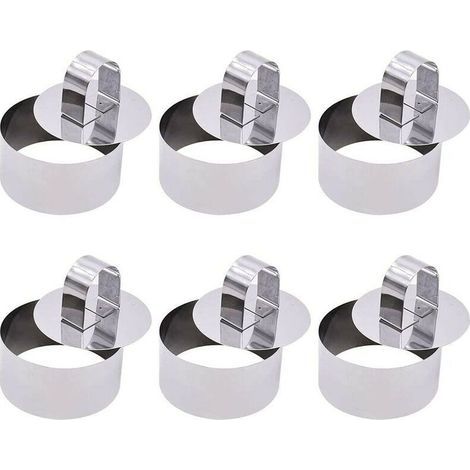 6 Pièces Cercle a Patisserie,Emporte Piece Patisserie,Moule Gateau, de Cuisson Anneau à Gâteau en Acier Inoxydable Moules à Mousse Anneaux à Dessert (Ronde) (1/4)