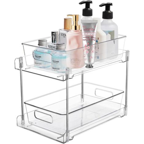 Organizador de armario con cajón deslizante, armario de cocina transparente, cocina, organizador multifuncional para fregaderos, productos de limpieza - (1/5)