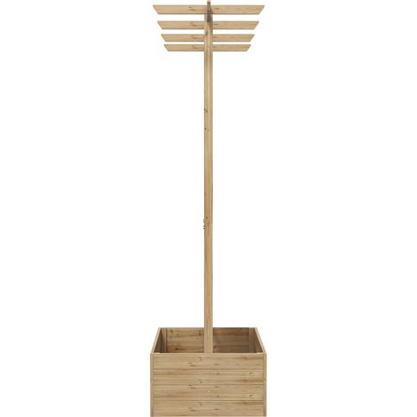 Cadre de jardin avec treillage et tonnelle, fond ouvert, 160x55x183 cm, bois naturel, pour plantes grimpantes (1/5)