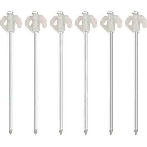 Lot de 10 piquets de tente robustes de 20 cm pour sol dur, piquets de tente en métal haute résistance avec trou pour crochets, piquets de camping en acier, piquets de camping phosphorescents (1/4)