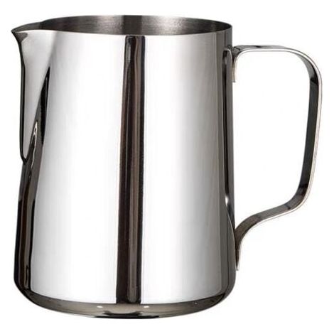 Milk frothing pitcher, 304 stainless steel milk pitcher, 350ml steaming pitcher, steaming pitcher for coffee, cappuccino, barista, milk carafe with decorative pen, silver 350ML (1/4)