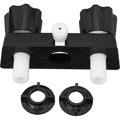 Grifo de ducha RV, válvula mezcladora de ducha con Control desviador con rueda de 2 botones para autocaravana, color negro (1/5)