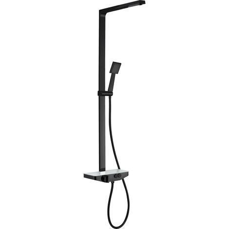 Duschsystem Bernstein NT7385 mit Ablage Aufputz Duschsäule inkl. Handbrause Schwarz matt mit Duschkopf Quadrat 30cm