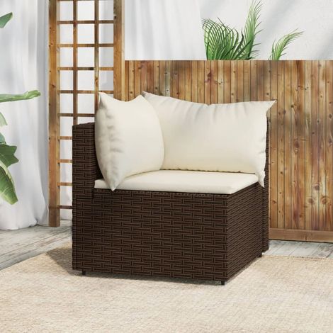 Canapé d'angle de jardin, Canapé d'extérieur, Meuble de jardin, avec coussins marron résine tressée OIB8816E (1/5)