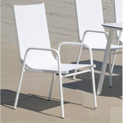 Pack 2 sillones terraza jardín Lerian aluminio blanco, 92cm(alto) 54cm(ancho) 82cm(fondo) (1/2)