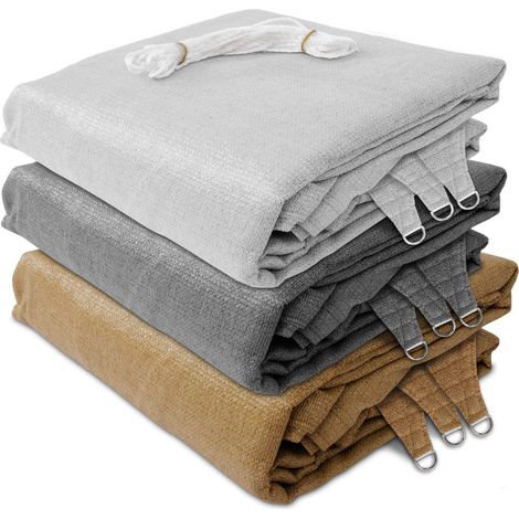 Karat – Voile d'ombrage respirant triangulaire 5 x 5 x 7 m – Polyester 160 g/m² – Protection UV 90% – Résistant à l'eau et au vent