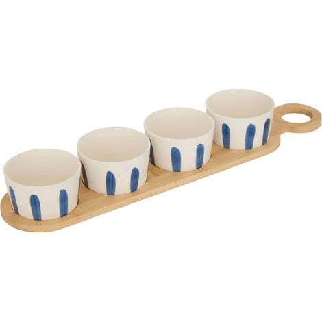 Aperitif-Set Oceania Bambus-Tablett und 4 gestreifte Schalen - Atmosphera créateur d'intérieur (1/4)