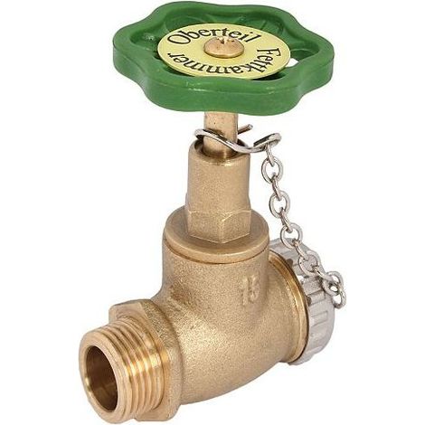 Schlösser Kesselentleerventil, DN 15, Eingang mit 1/2" AG, Ausgang 3/4" mit Kappe und Kette