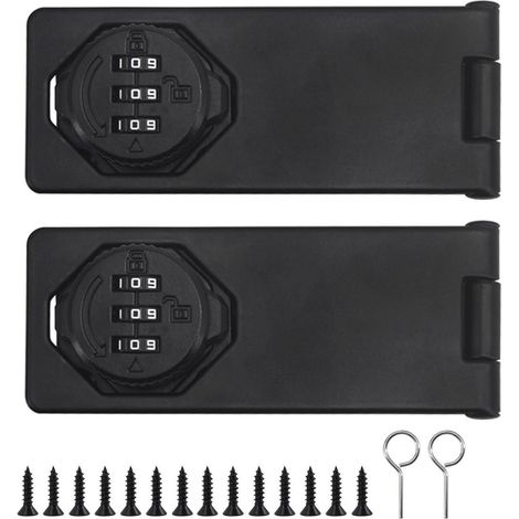 2er Set Zahlenschloss 10,2cm Schwarz für Tor, Schrank, Schublade