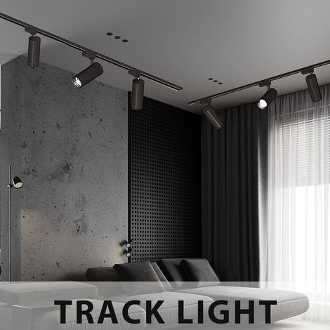 Intensives 4er Schienensystem 30W Kaltweiß Schwarz – LED Track Light Set für Shop, Galerie & Ausstellung