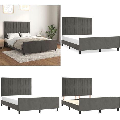 Bettgestell ohne Matratze Dunkelgrau 140x200 cm Samt - Samtbettwäsche - Bettsofa - Doppelbett - Boxspringbett - Lattenrost - Home & Living