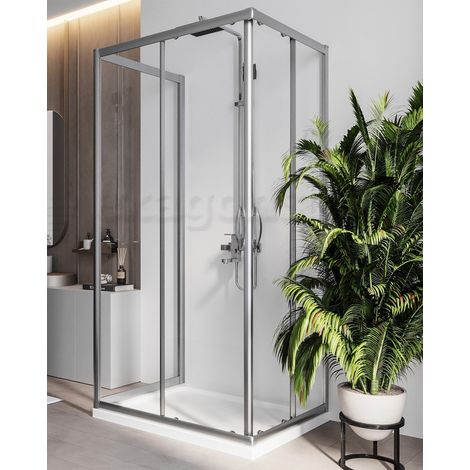 Exagonshop Box doccia 3 lati 70x100x70 Genio due ante scorrevoli