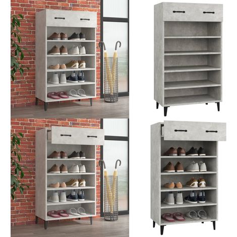Mueble zapatero madera contrachapada gris hormigón 60x35x105 cm - Mueble de zapatos - Mueble de almacenamiento