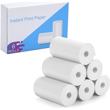 6 Rouleaux de Papier Thermique pour Appareil Photo Enfants Papier d'impression Zéro Encrepour Caméra Instantanée pour Enfants(2,16 pouces x 1,1 pouces) (1/5)