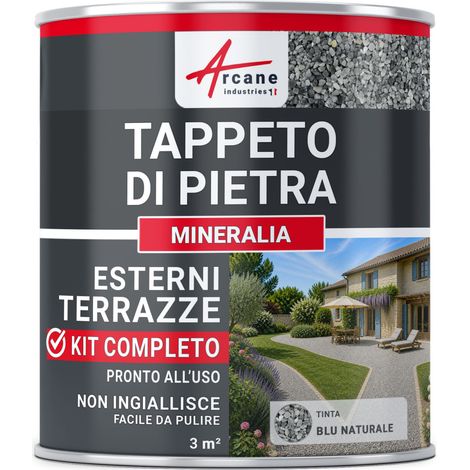 Kit Tappeto di Pietra per Esterni - Terrazza & Vialetti (Granuli di Marmo + Resina PU UV): MINERALIA - 3 m² Blu Naturale - ARCANE INDUSTRIES