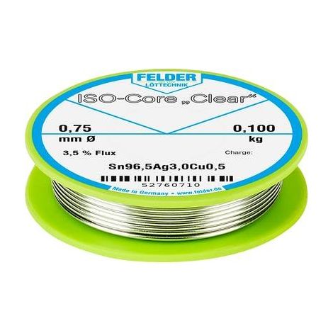 Felder ISO-Core Clear SAC305 Hilo de Soldadura Translúcido 0.75 mm