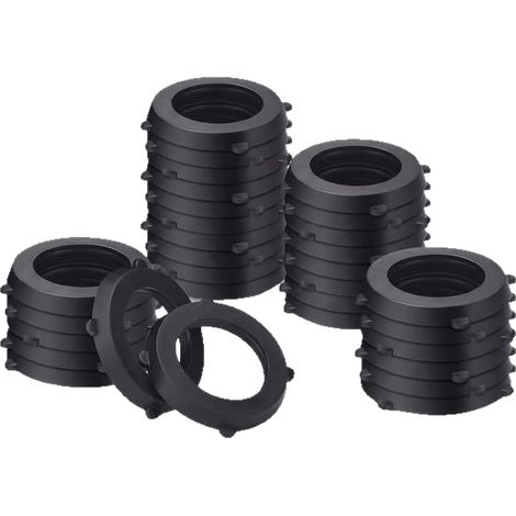 Confezione da 60 guarnizioni per tubo da giardino con clip autobloccanti - Guarnizioni in gomma resistenti per raccordi da 3/4 di pollice, design fisso per evitare scivolamenti e perdite, colore nero.