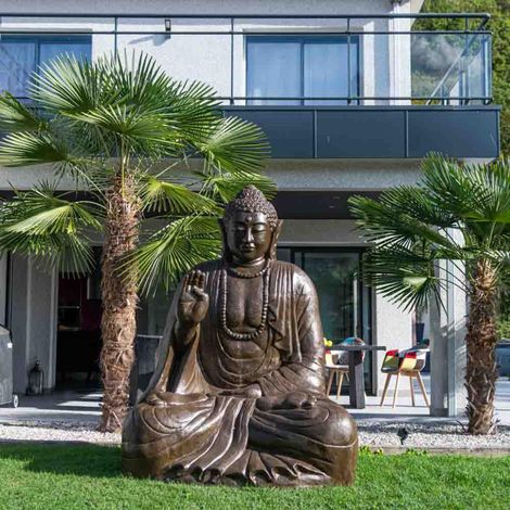 Grande statue 2 m bouddha assis en fibre de verre position offrande (1/5)