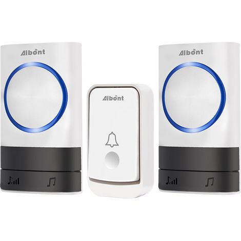 Kabellose Türklingel, IP44 wasserdichtes Außengong 400 Meter, 52 Melodien und 4 Lautstärkestufen, Gong-Kit mit Plug-in-Empfängern, blaue LED-Anzeige, für Zuhause, Büro (Weiß2+1)