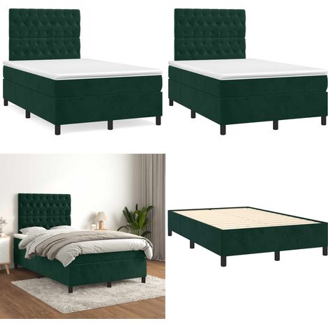 Sommier à lattes de lit avec matelas vert foncé 120x190 cm - Matelas à ressorts ensachés - Sommier à lattes (1/5)