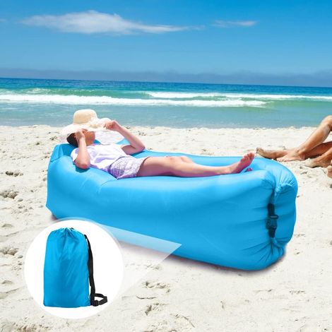 Inflatable Air Sofa, Waterproof Air Sofa, Air Bag, Air Couch, Portable Air Lounger, Outdoor Inflatable Sofa for Camping, Park, Beach, Backyard, Beach Chair and Music Festivals - Blue (1/5)