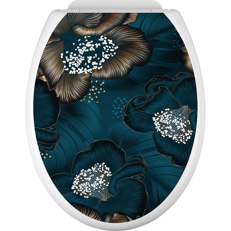 Stickers Abattant WC - Fleurs - 35x43 cm - Adhésif BRILLANT (1/2)