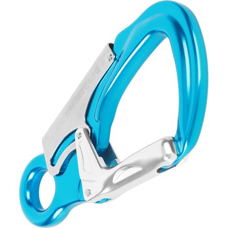 Mousquetons d'escalade 35 kN, mousquetons en forme de D ultra-résistants pour l'escalade, le rappel et l'alpinisme, bleu ciel et argent. (1/5)