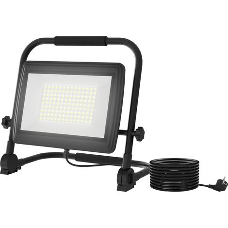 Faretto LED da Lavoro 6500K Testa Girevole Supporto Regolabile Alluminio Metallo Nero 35x20x32 cm