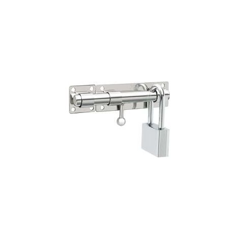Loquet de Porte à Boulon Coulissant Verrou de Porte à Barillet Serrure de Porte Extérieur avec Trou pour Cadenas, Finition de Chrome en Acier Inoxydable (Cadenas Non Compris) (1/3)
