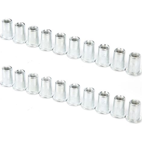 Kits de 20 écrous à sertir en alliage d'aluminium, robustes et plastiques, outils de fixation M6 x 10 (1/5)