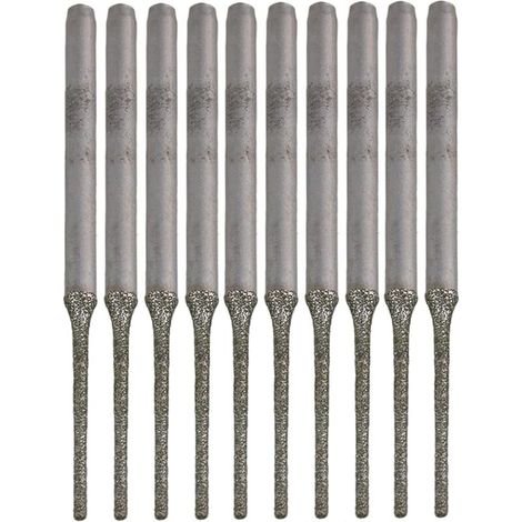 Lot de 10 forets prolongés à pointe argentée en diamant, par , pour percer des trous sur des minéraux, perles, agates, bijoux, argent,