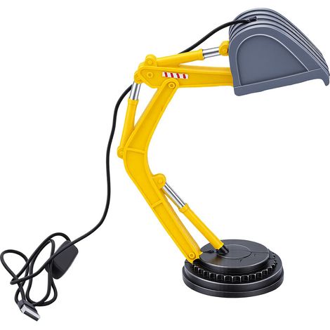 Lampe de table en résine en forme de pelleteuse, design industriel, lampe de bureau pour chambre, salon ou bureau. (1/5)