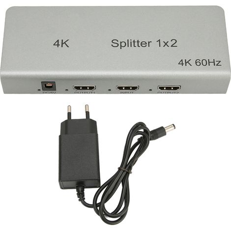 Séparateur HDMI 4K 1 entrée 2 sorties, duplicateur audio-vidéo pour Xbox, PS4, HDTV, adaptateur secteur 100-240V fiche UE (1/5)