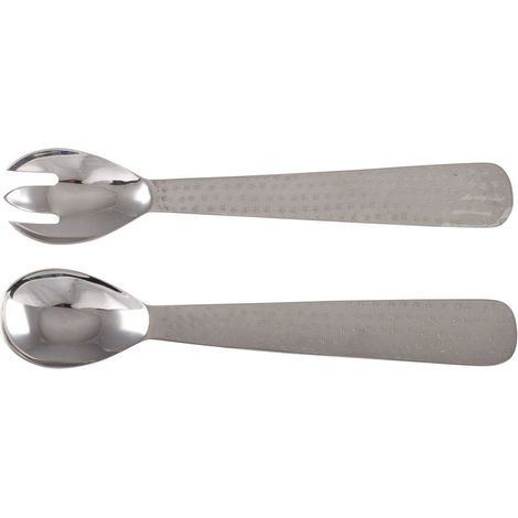 Couverts à Salade en Acier Inoxydable Argenté avec Motifs Floraux Longueur 35 cm - PANGIVO (1/2)
