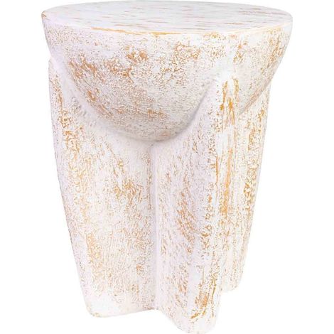 table dappoint contemporaine forme irrégulière blanc antique - blanc antique patiné doré (1/5)