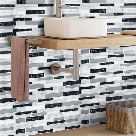 10Pcs Self-Adhesive Marble Pattern Wall Tile Stickers (1/5)