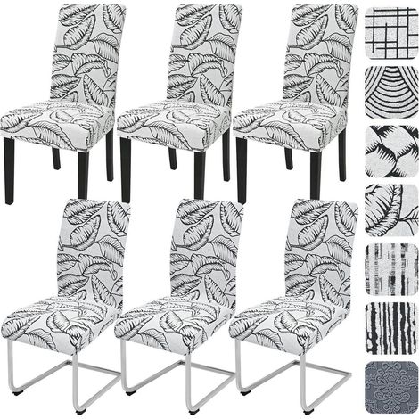 Stuhlhussen 6er Set Jacquard für Schwingstühle, Universal, Waschbar, Laub-Muster (1/5)