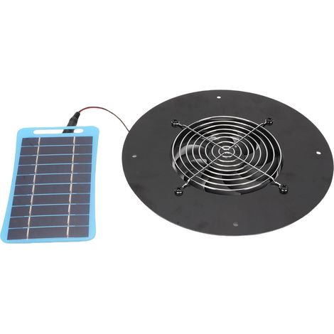 Ortviai Ventilateur d’extraction solaire 5 W rond, silencieux, pour poulailler, serre, abri ou habitation animale, bleu
