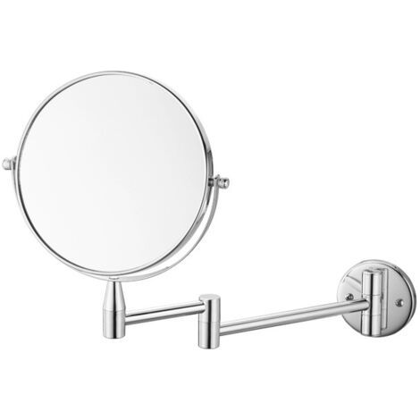 Ede Miroir grossissant mural rond pour salle de bain, grossissement x1/x5, rétractable, chromé (1/4)