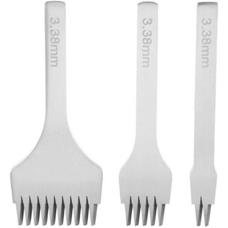 QORVA-3PCS DIY Cuir Kit Outils Perforatrice Artisanat du Cuir Griffe Poinçon Prong Outil Blanc En Acier 2/5/10 Craft Laçage Coudre Ciseau Set Prong 2.7mm 3.0mm 3.38mm 3.85mm pour Artisanat En Cuir(3.3