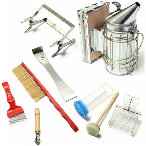 Kit d'outils d'apiculture 8 pièces — Comprenant enfumoir, brosse à abeilles, lève-cadre et intégrateur de fil. (1/5)