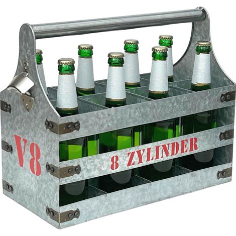 DanDiBo Bierträger Metall mit Öffner Flaschenträger 8 Zylinder V8 96404 Flaschenöffner Flaschenkorb Männerhandtasche Männergeschenke
