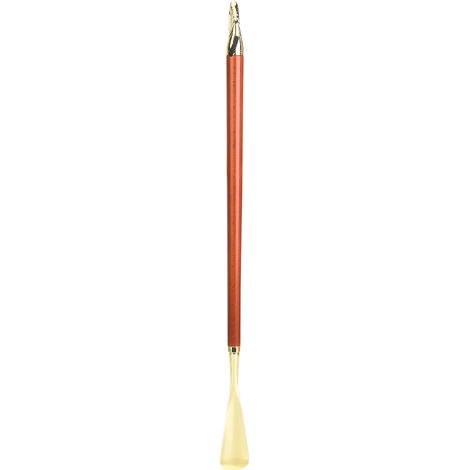 Chausse-pied universel en hêtre, manche long de 55 cm, corne à chaussures tête de cheval, couleur marron. (1/5)