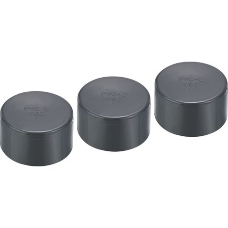 3 Paquets 63mm UPVC Raccord de Capuchon d'extrémité de Tuyau Gris (1/5)